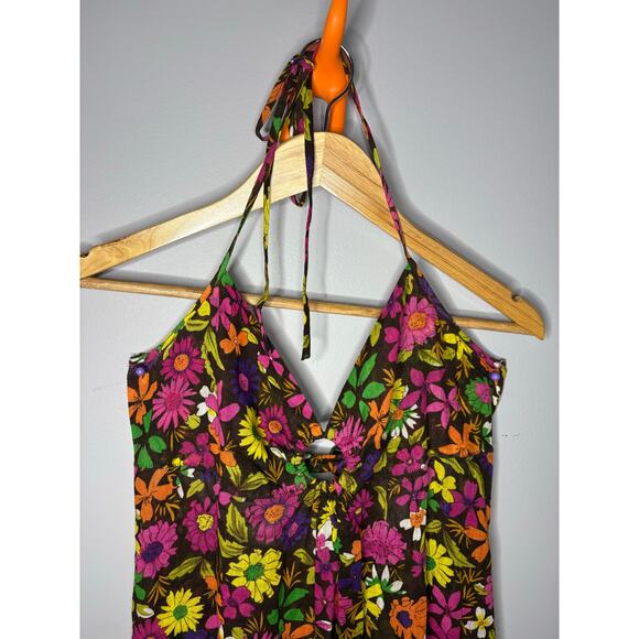 Free People Floral Halter Maxi Dress Size 8 - Picture 1 of 10